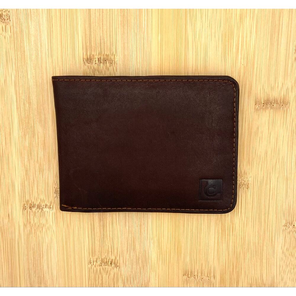Vintage Liz Claiborne Mens Leather Wallet Dark Brown Bi Fold Like New